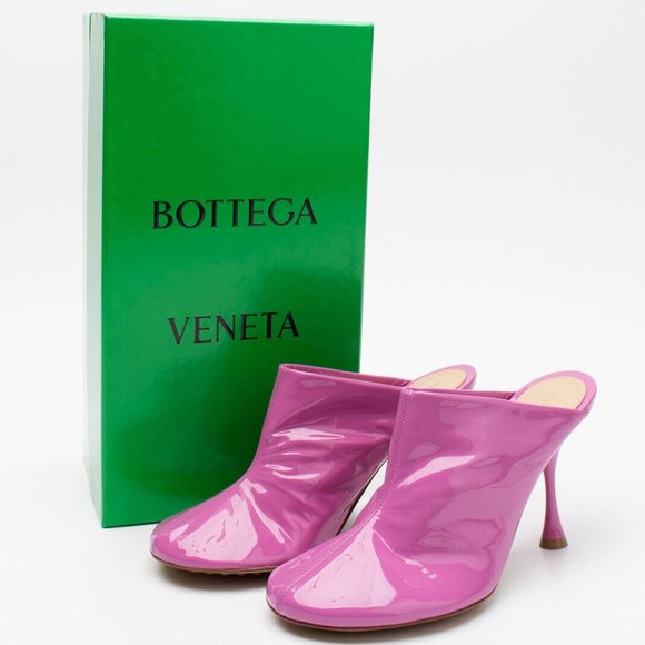 NEW in Box Bottega Veneta EU36 US 6 Supergloss Leather Mule Heel Pink Dot Sock - Picture 2 of 9